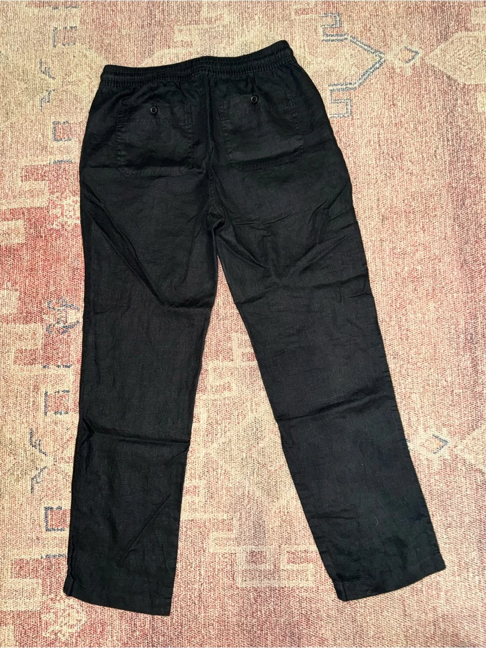 Quince European linen black drawstring beach pants size small like new